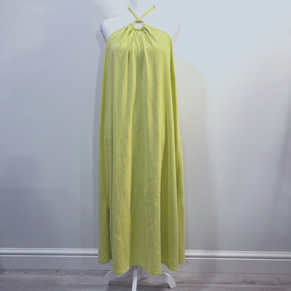 Elegant Lime Green Halter Maxi Dress